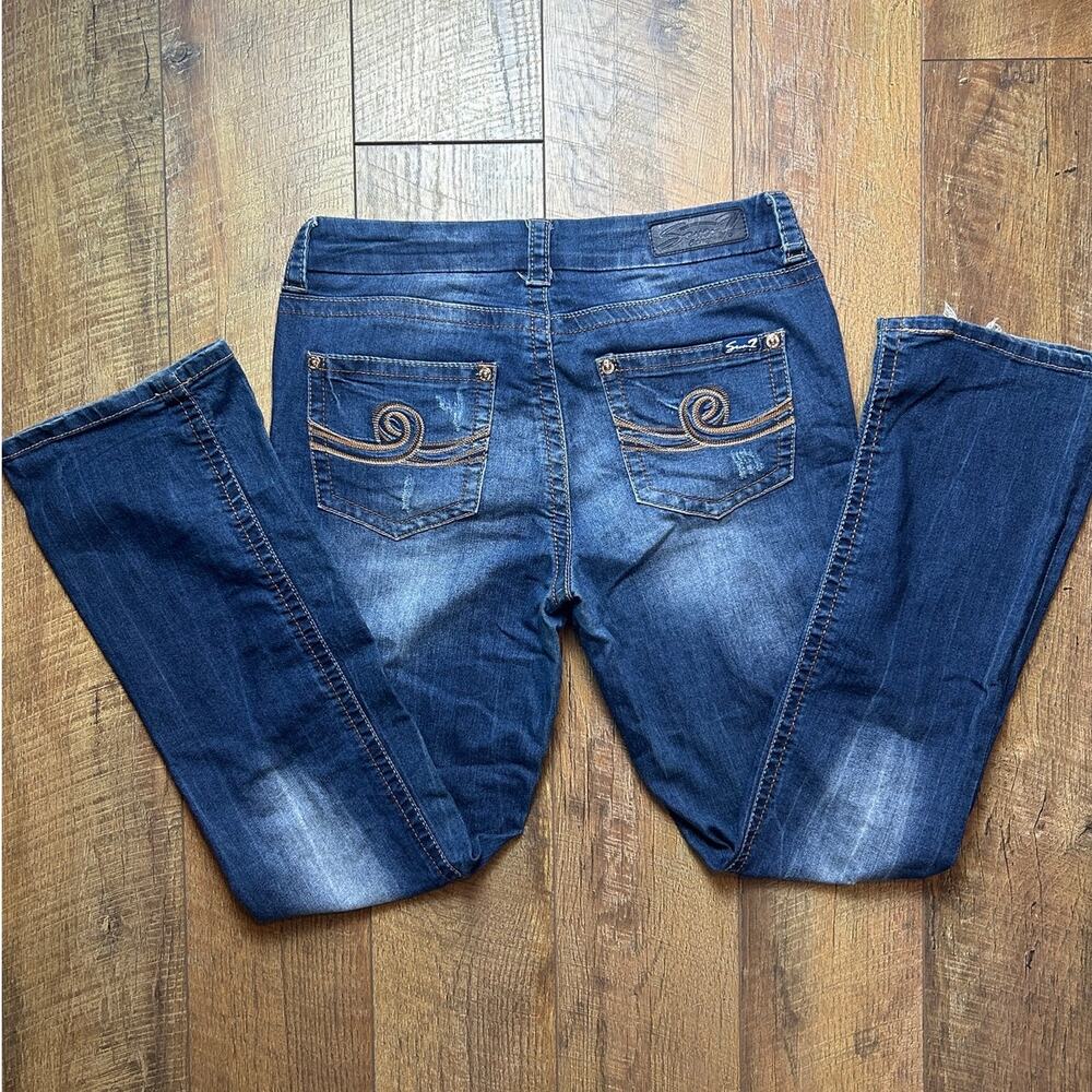 Seven For All Mankind Slim Boot Jeans Medium Wash Faded Denim Size 12